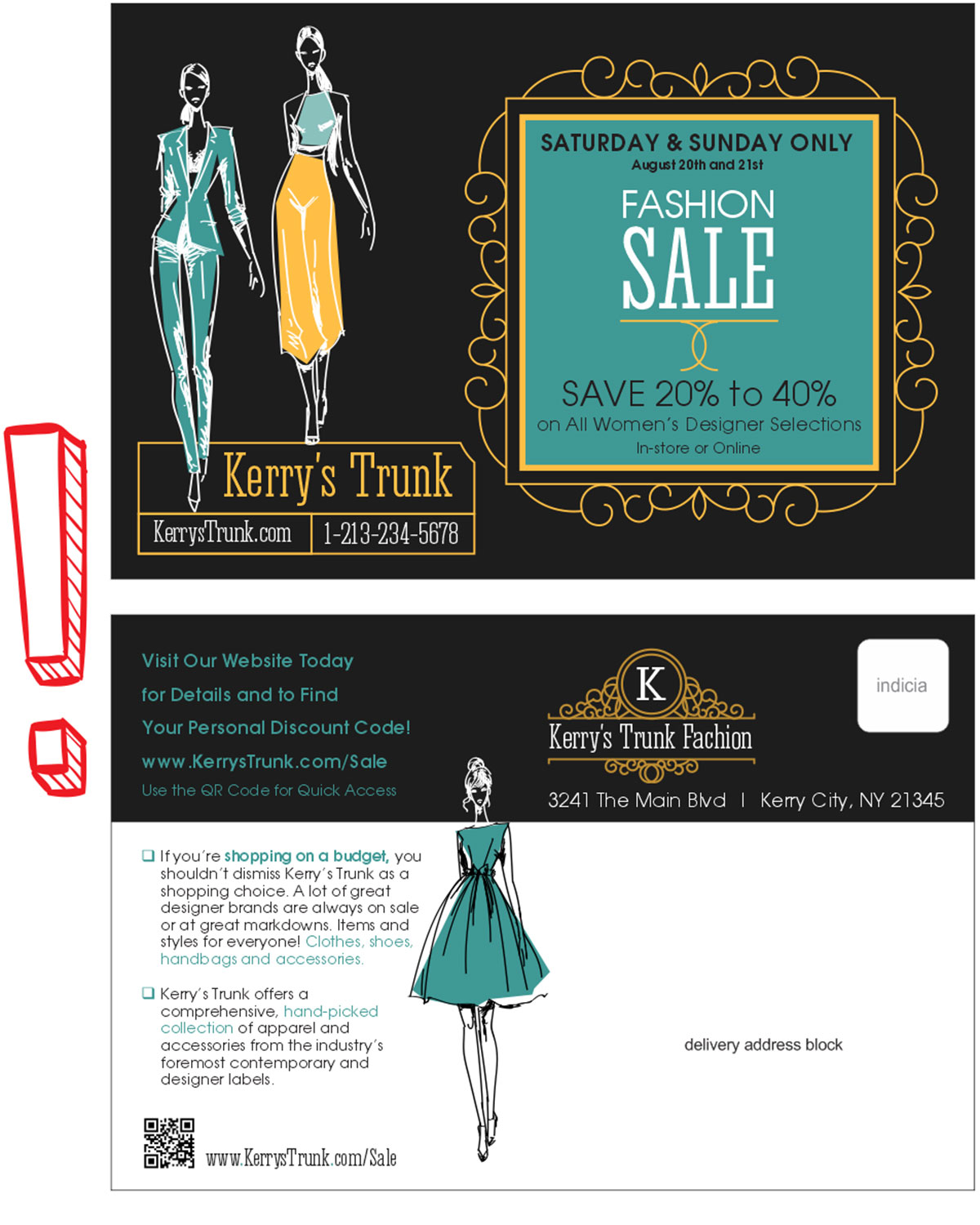 Finished postcard design example